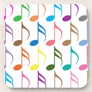 Colourful musical notes pattern coaster