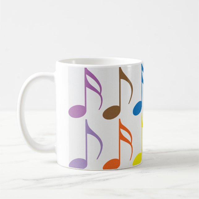 Colourful musical notes pattern coffee mug (Left)