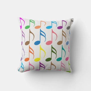 Colourful musical notes pattern cushion