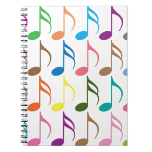 Colourful musical notes pattern notebook