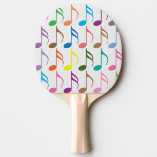 Colourful musical notes pattern ping pong paddle