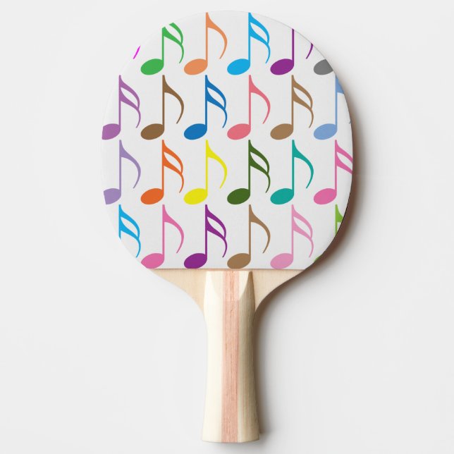 Colourful musical notes pattern ping pong paddle (Front)
