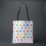 Colourful musical notes pattern tote bag<br><div class="desc">Colourful musical notes pattern on white background tote bag</div>