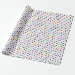 Colourful musical notes pattern wrapping paper