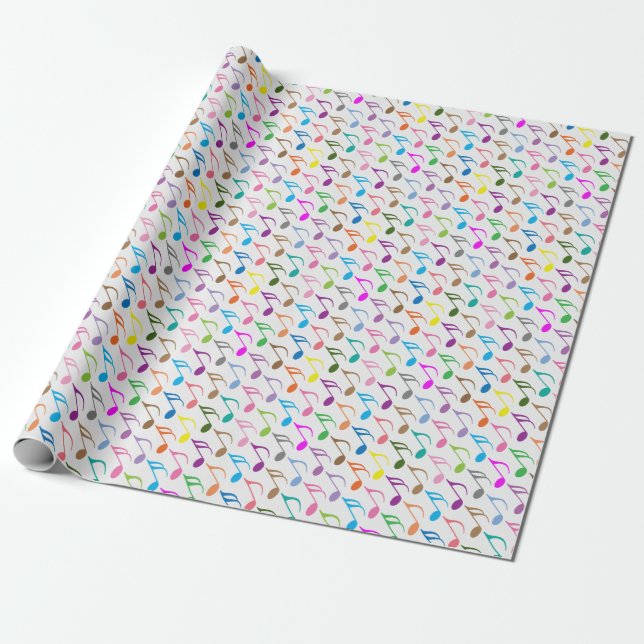 Colourful musical notes pattern wrapping paper (Unrolled)