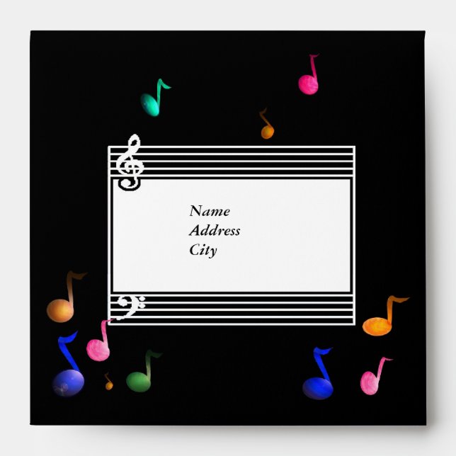 Colourful Musical Square Envelope (Front)