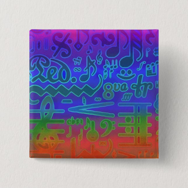 Colourful Musical Symbols Pin (Front)