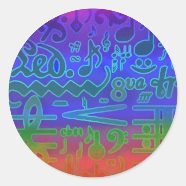 Colourful Musical Symbols Sticker (Front)