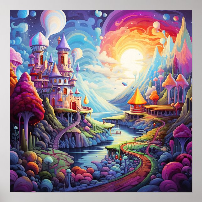 Colourful mysterious fantasy land poster (Front)