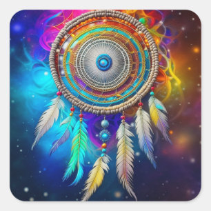Colourful Mystical Dreamcatcher  Square Sticker