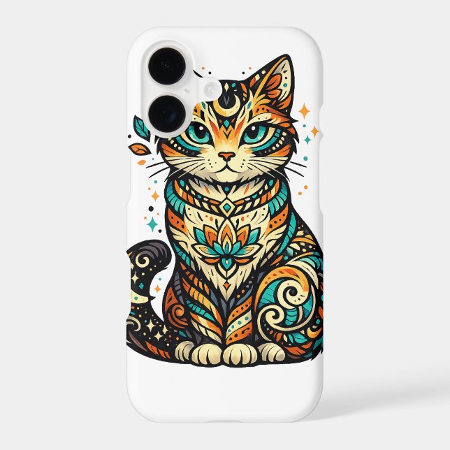 Colourful Mystical Mandala Cat iPhone Case (Back)