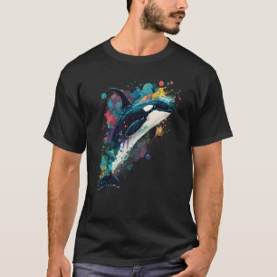 Colourful mystical orca whale watching dolphin pot T-Shirt