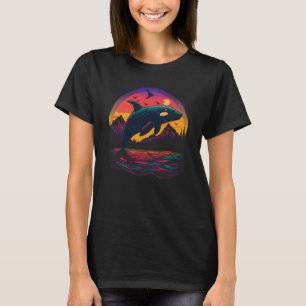 Colourful mystical orca whale watching dolphin pot T-Shirt