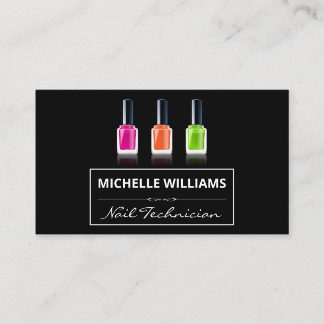 Colourful Nail Polish Bottles | Manicurist Business Card (Front)