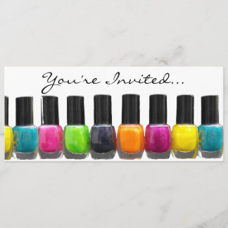 Colourful Nail Polish Bottles, Nail Salon Invitation