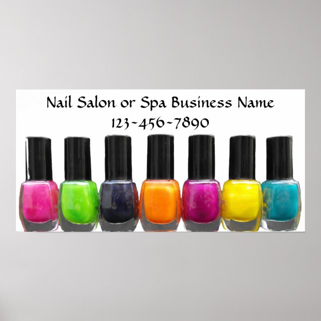 Colourful Nail Polish Bottles, Nail Salon Poster (Front)