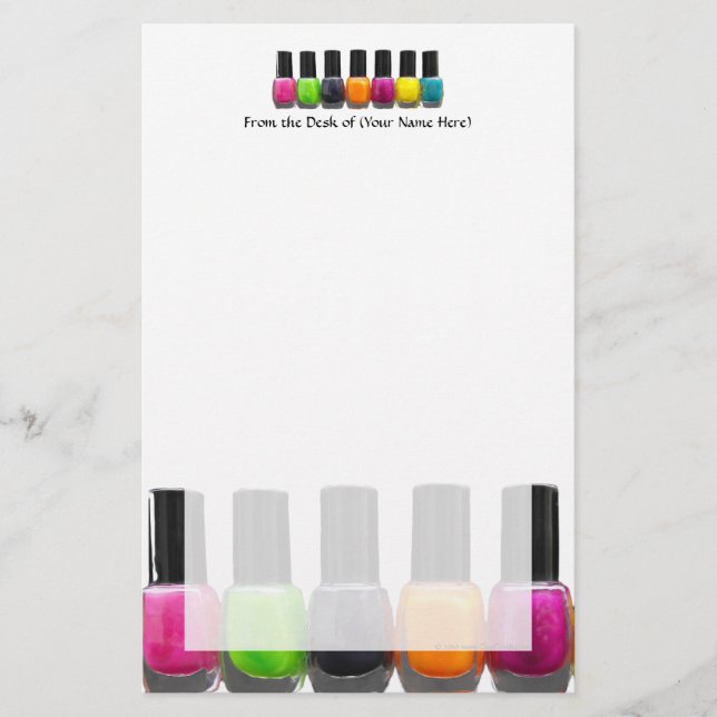 Colourful Nail Polish Bottles, Nail Salon Stationery (Front)