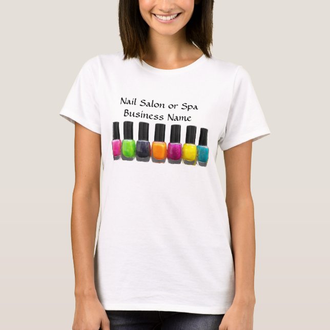 Colourful Nail Polish Bottles, Nail Salon T-Shirt (Front)