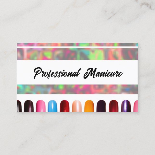 Colourful Nail Polish Manicurist Business Card (Front)