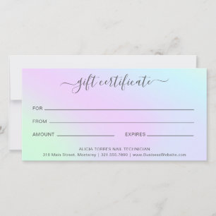 Colourful Nail Salon Holographic Gift Certificate