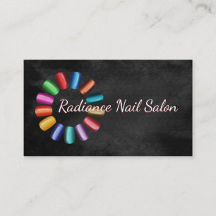 Colourful Nail Salon Rainbow and Black Rococo Business Card