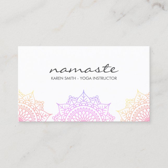 Colourful Namaste Yoga Tribal Pattern Business Card (Front)