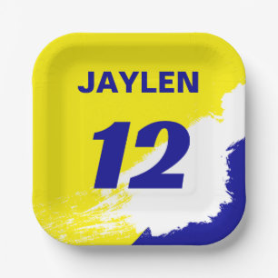 Colourful Name and Number Sports Paper Plate