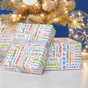 Colourful Name Personalised Gift Wrapping Paper