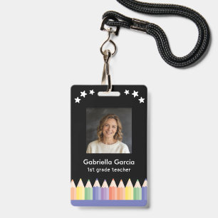 Colourful Name School Teacher badge ID Badge