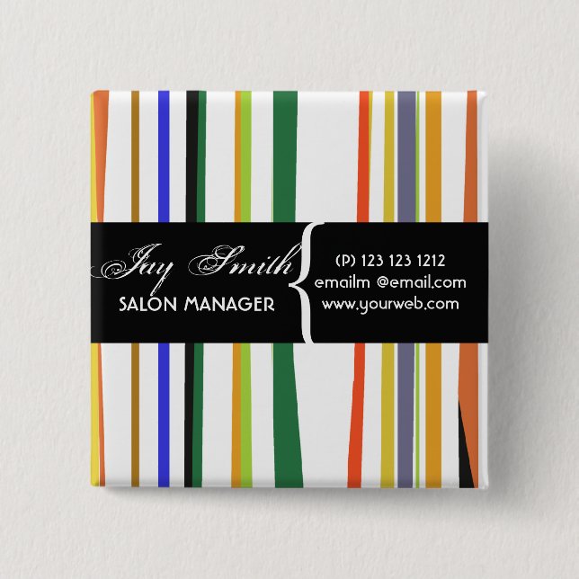 Colourful Name Tag 15 Cm Square Badge (Front)