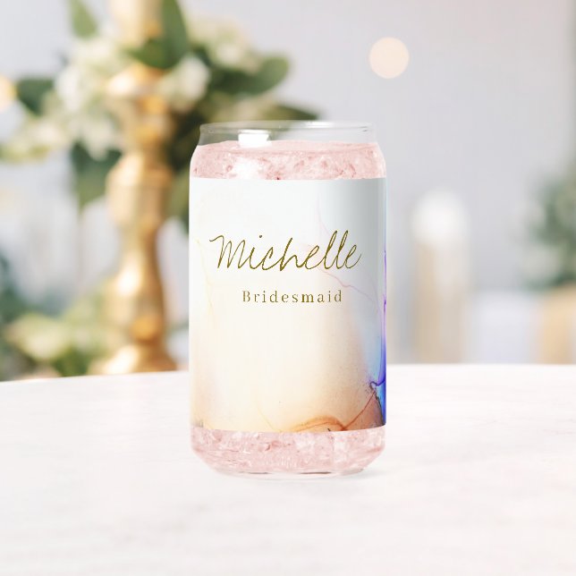 Colourful Named Bridesmaid Wedding Can Glass (Insitu (Wedding))