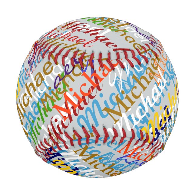 colourful names pattern personalised baseball (Front)
