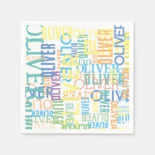 Colourful Names Repeating Typography Napkin