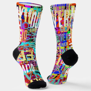 Colourful Names Replicated Art Pattern Typography  Socks