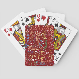 Colourful Names with Cute Hearts and Stars Red Playing Cards