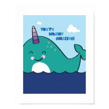 Colourful Narwhal Illustration - Ocean Animal Art