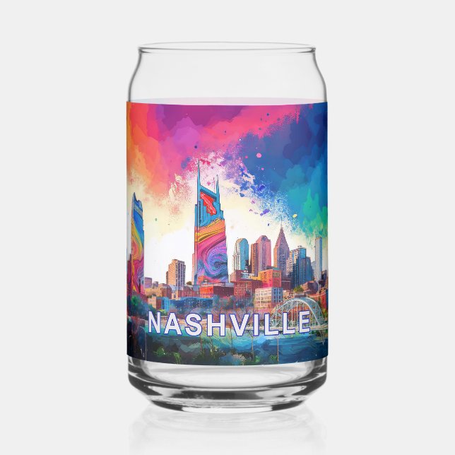 Colourful Nashville Skyline Can Glass (Back)