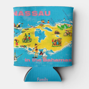 Colourful Nassau Bahamas Map Can Cooler