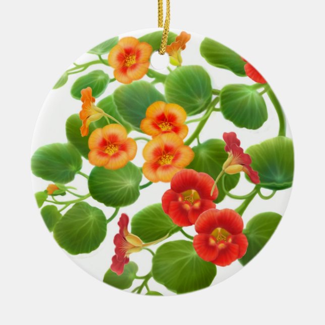 Colourful Nasturtium Flowers Ornament (Front)