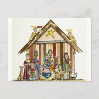 colourful naticity scene postcard