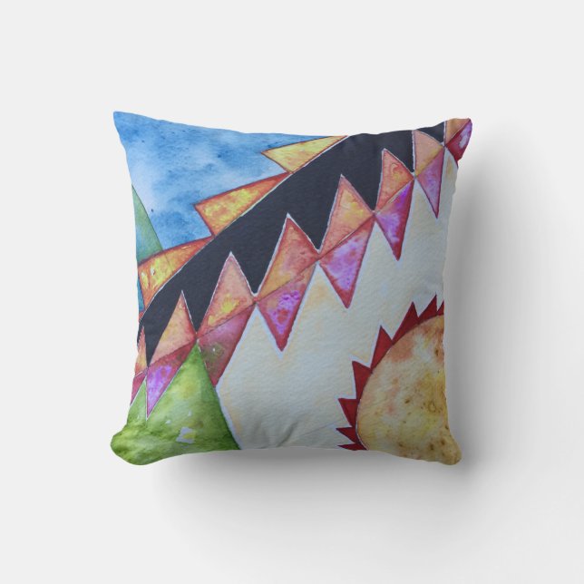 Colourful Native American Basket Design Pillow (Front)