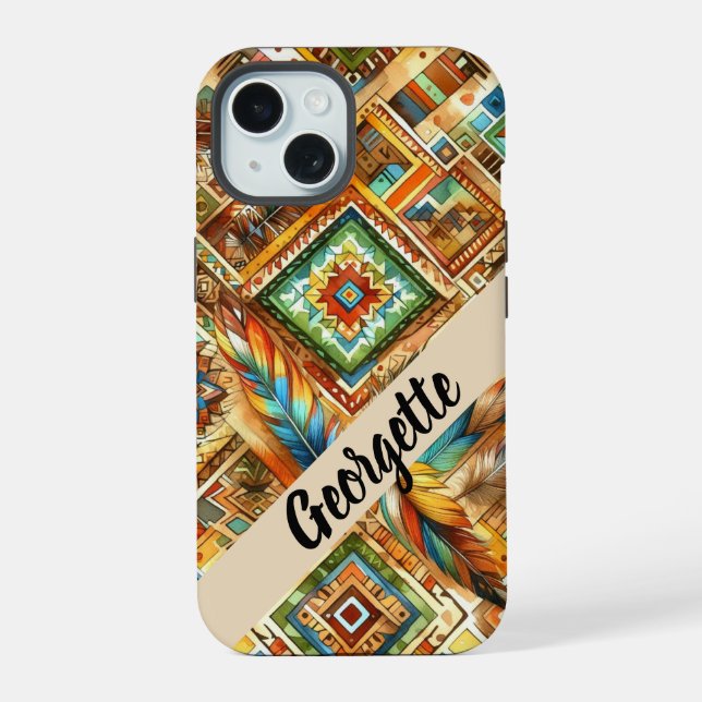 Colourful Native American Print IPhone Case (Back)