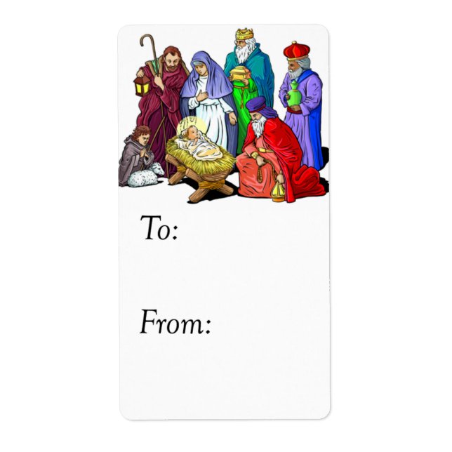Colourful Nativity Gift Tag (Front)