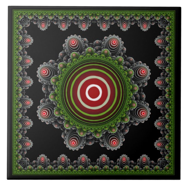 Colourful natural fairy fractal ornament tile (Front)