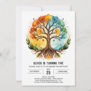 Colourful Natural Tree of Life Birthday Invitation