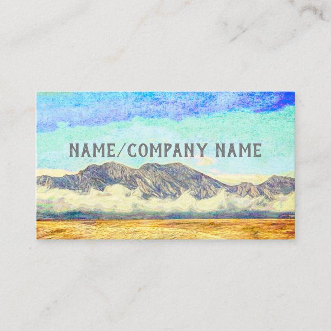 colourful nature art mountains with clouds business card (Front)