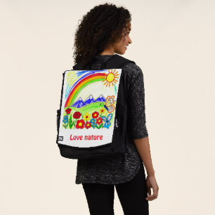 Colourful Nature Drawing for Nature Lovers Backpack