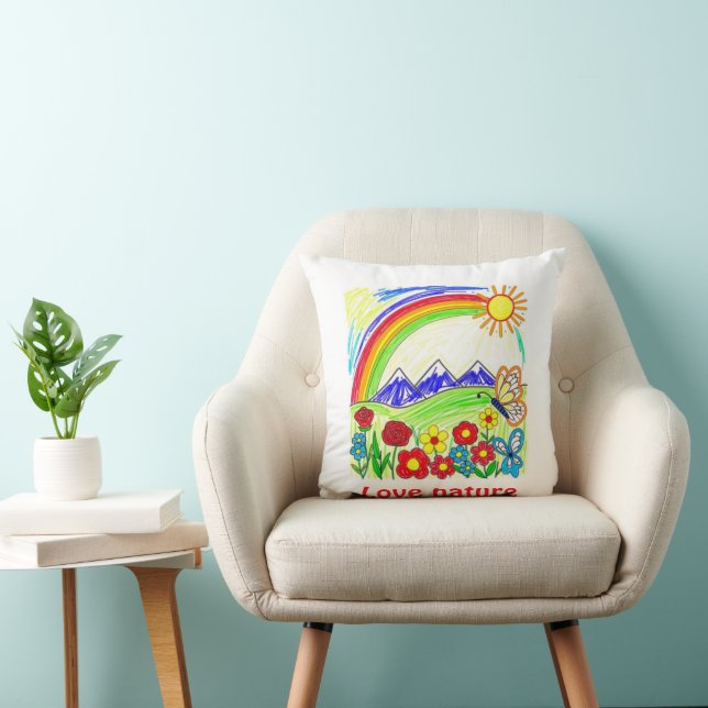 Colourful Nature Drawing for Nature Lovers Cushion (Chair)