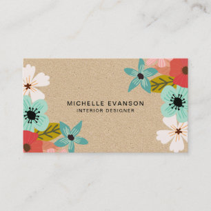 Colourful Nature Inspired Flower Shop Rustic Business Card
