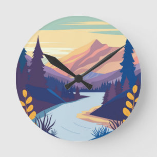 Colourful Nature Round Clock